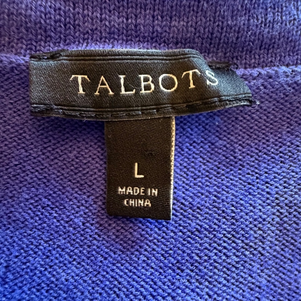 Talbots Women's Blue Purple Cardigan Classic Crochet, Size Large - Picture 7 of 10